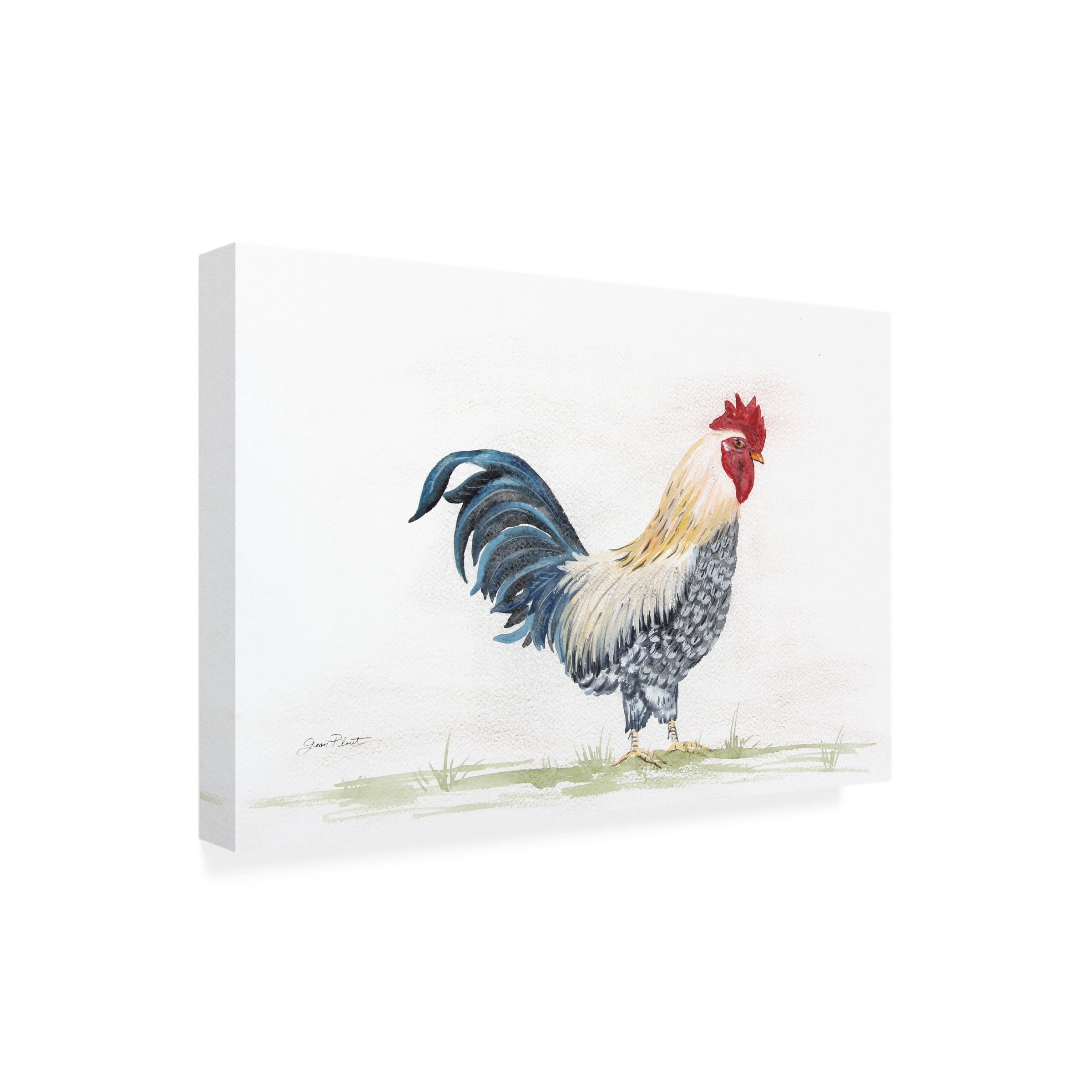 Jean Plout 'Rooster In Watercolor' Canvas Art