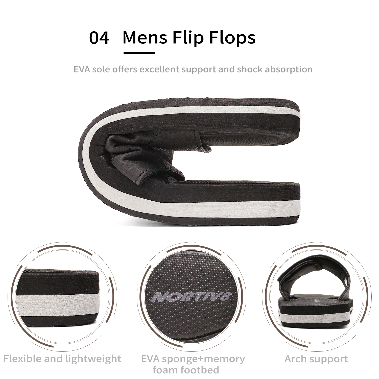 Nortiv 8 Men's Memory Foam Adjustable Slide Sandals Comfort Lightweight Beach Shoes Summer Outdoor Slipper Fusion Black Size 14 - image 2 of 5