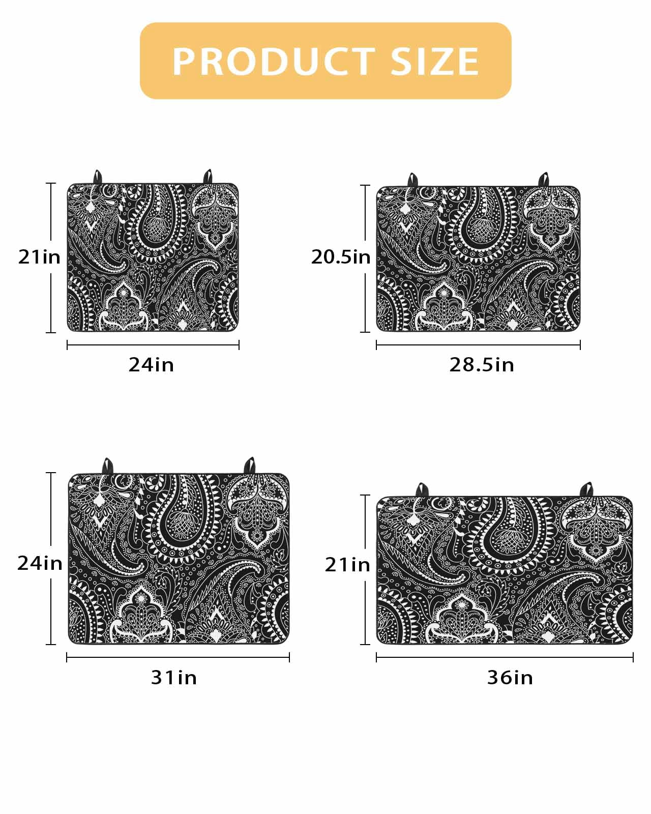 Large Induction Cooktop Protector Mat Black Pesley Flower Stove Top Covers for Electric Stove, Boho Vintage Ethnic Floral Plant Decorative Stove Burner Cover Mats, Glass Top Stove Cover