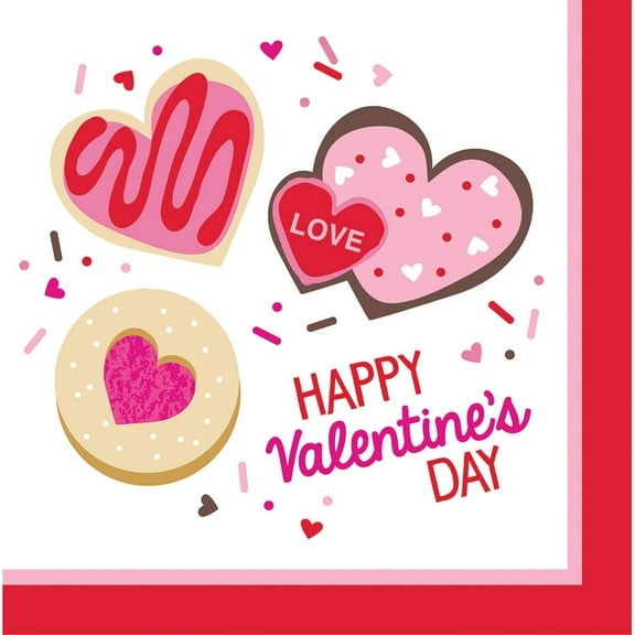 Frosted Fun Cookies Candy Valentine's Day Holiday Party Paper Luncheon Napkins