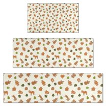 Beige Christmas Gingerbread Pattern Kitchen Rugs Sets Of 3,Kitchen Runner Rugs Non Skid Washable,Decorative Kitchen Floor Mats for Kitchen,Sink,Laundry,17"x30"  17"x47"   17"x59"