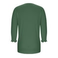 thumbnail image 5 of Sakmal Green Women Shirts Button Down Fall Tops 3/4 Sleeve Henley Plain Blouses for Women, 5 of 8