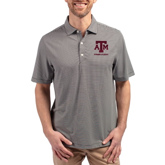 Men's Cutter & Buck Black Texas A&M Aggies Forge Eco Double Stripe Stretch Recycled Polo