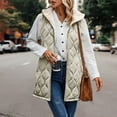 thumbnail image 6 of XUNKUSGA Women Long Fleece Vest Double Zip Sleeveless Hooded Puffer Jacket Solid Color Winter Puffer Vest with Pockets Casual Loose Fashion Womens Vest S-2XL Beige, 6 of 9