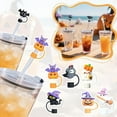 thumbnail image 4 of FURNIX Halloween Straw Cover Caps for Tumblers Cute Reusable Pumpkin Ghost Straws Toppers 10mm Silicone Straw Tip Lids Portable Accessories for Halloween Party Decoration, 4 of 4