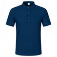 thumbnail image 5 of Men's Short Sleeve Casual Shirt, Solid Color Stand Collar, 3-Button Versatile Summer Top, 5 of 8