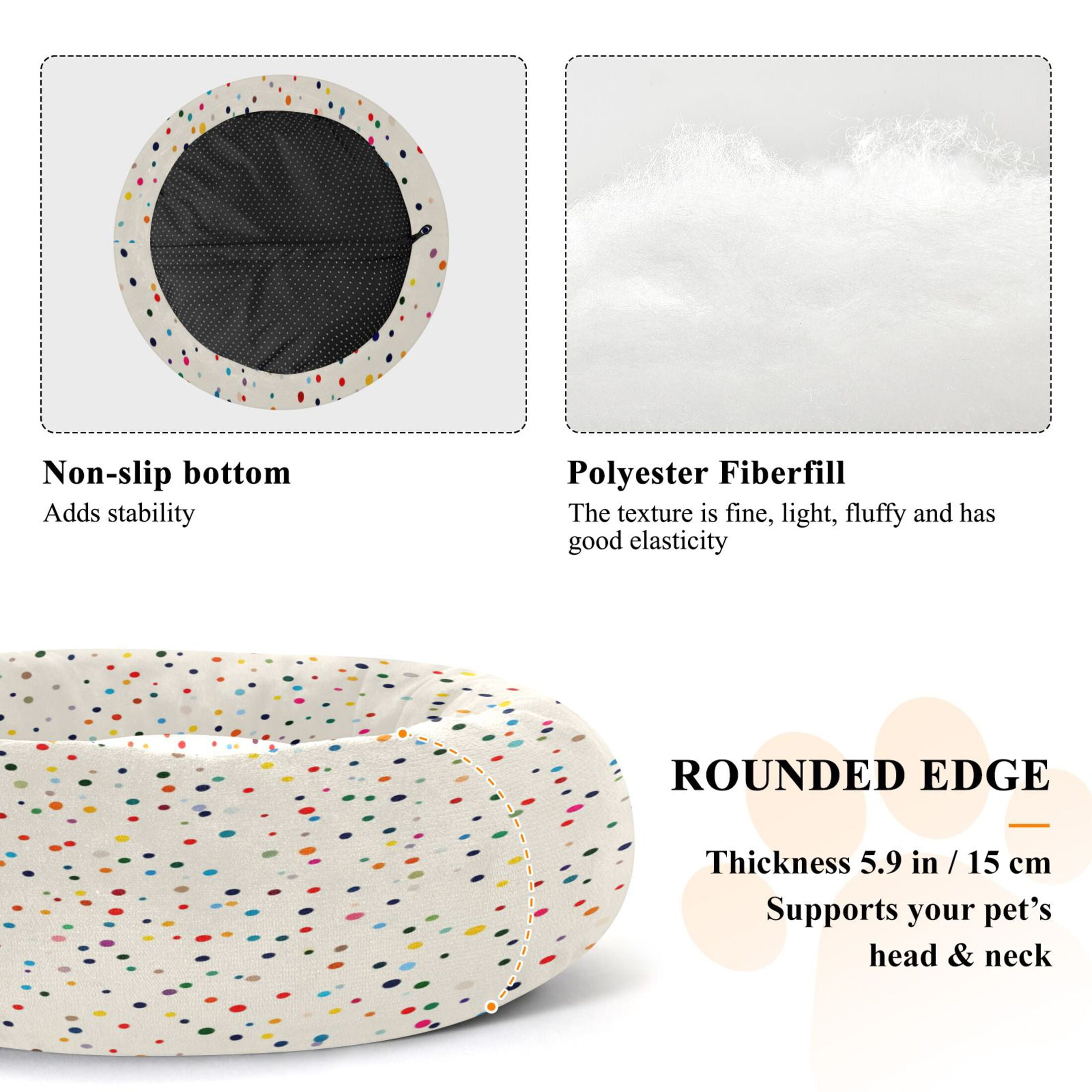 Iauyy Pet Couch Donut Cat Bed for Indoor Cats/Small Dogs Washable & Machine with Non-slip Bottom Calming Cat Furniture, The Colorful Small Dots (M)
