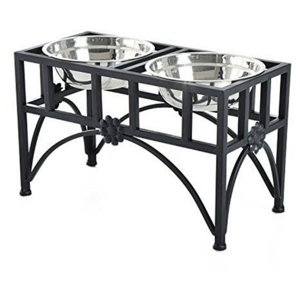 Pawhut Elevated Double Stainless Steel Bowl Dog Feeder