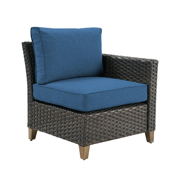 Grand Patio Outdoor Furniture, Patio Wicker Left Arm Sofa, Peacock Blue