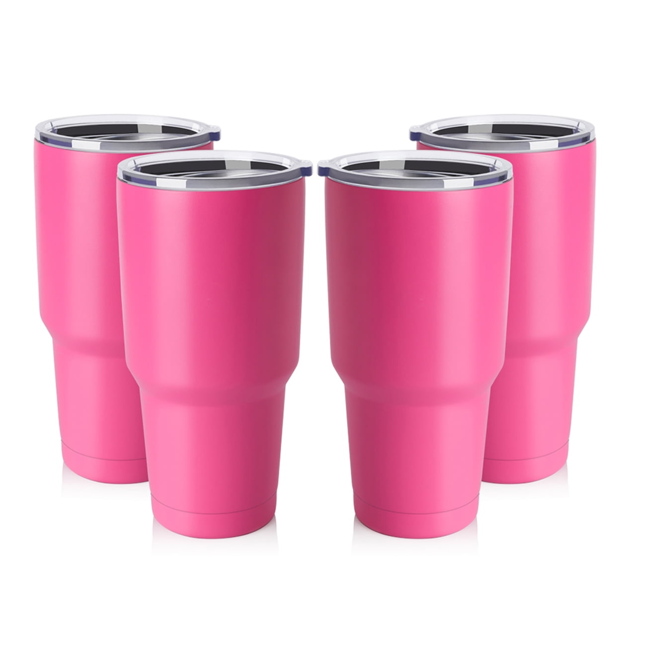 North Pink Stainless Steel Tumbler 5-Piece Set, 30 oz Vacuum Insulated, Travel Mug for Home, Office, School – Like Yeti Tumbler for Ice Drink & Hot