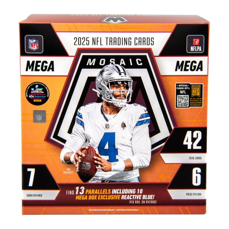 Panini, 25 Panini Mosaic Football Mega Box, Pack of 25 - Walmart.com