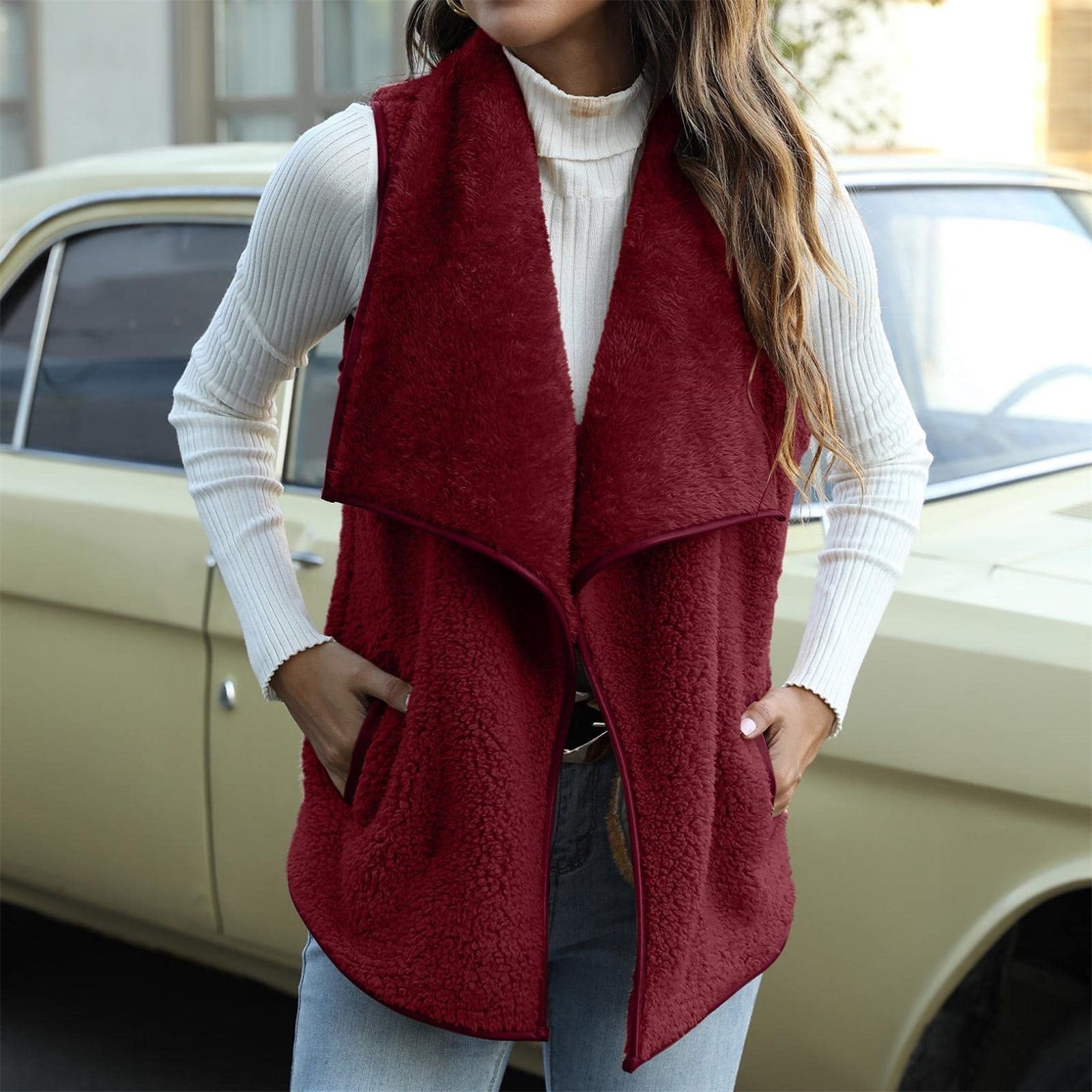 Winter Womens Sleeveless Sherpa Vest 