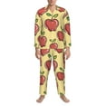 thumbnail image 4 of Bingfone Men'S Pajama Set 2 Piece Loungewear Pjs, Long Sleeve With Pajama Pants-Apple, 4 of 9