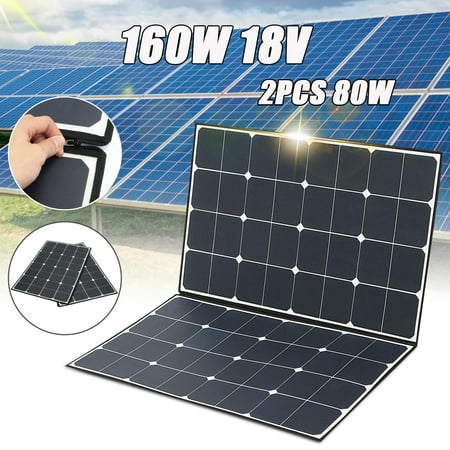 Elfeland 18V 160W Folding Flexible Solar Panel Monocrystalline Battery with One-to-Two MC4 Connector for diyaccessorie Home RV