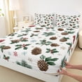 thumbnail image 3 of Homewish Rustic Pine Cone Full Size Sheets,Green Christmas Floral Bed Sheets,Red Xmas Berry Sheet Sets For Men Women,Ultra Soft Home Decor,4 Pieces, 3 of 7