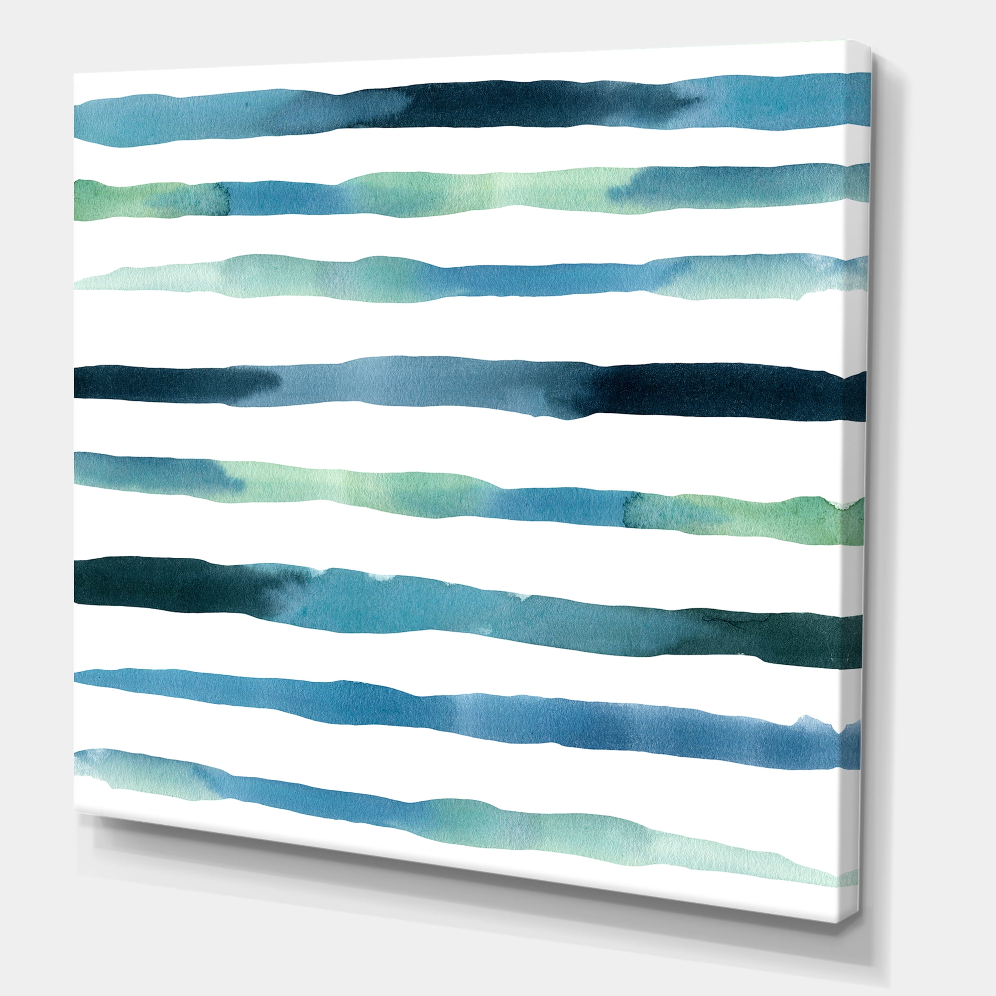 Dark Blue Verticals Aquatic 30 in x 30 in Painting Canvas Art Print, by Designart