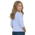 thumbnail image 5 of Girls Casual 3/4 Sleeve T Shirts Kids Crewneck Tops Fashion Striped Tees Blue,9-10 Years, 5 of 7