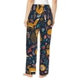 thumbnail image 2 of Disketp Colorful Fox Print Women's Comfy Pajama Pants Casual Drawstring Palazzo Lounge Wide Leg Pants, 2 of 7