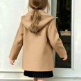 thumbnail image 5 of Girls Trench Coats Hooded Cute Windproof Wool Blend Peacoats Kid Girls Winter Jackets (Khaki), 5 of 6