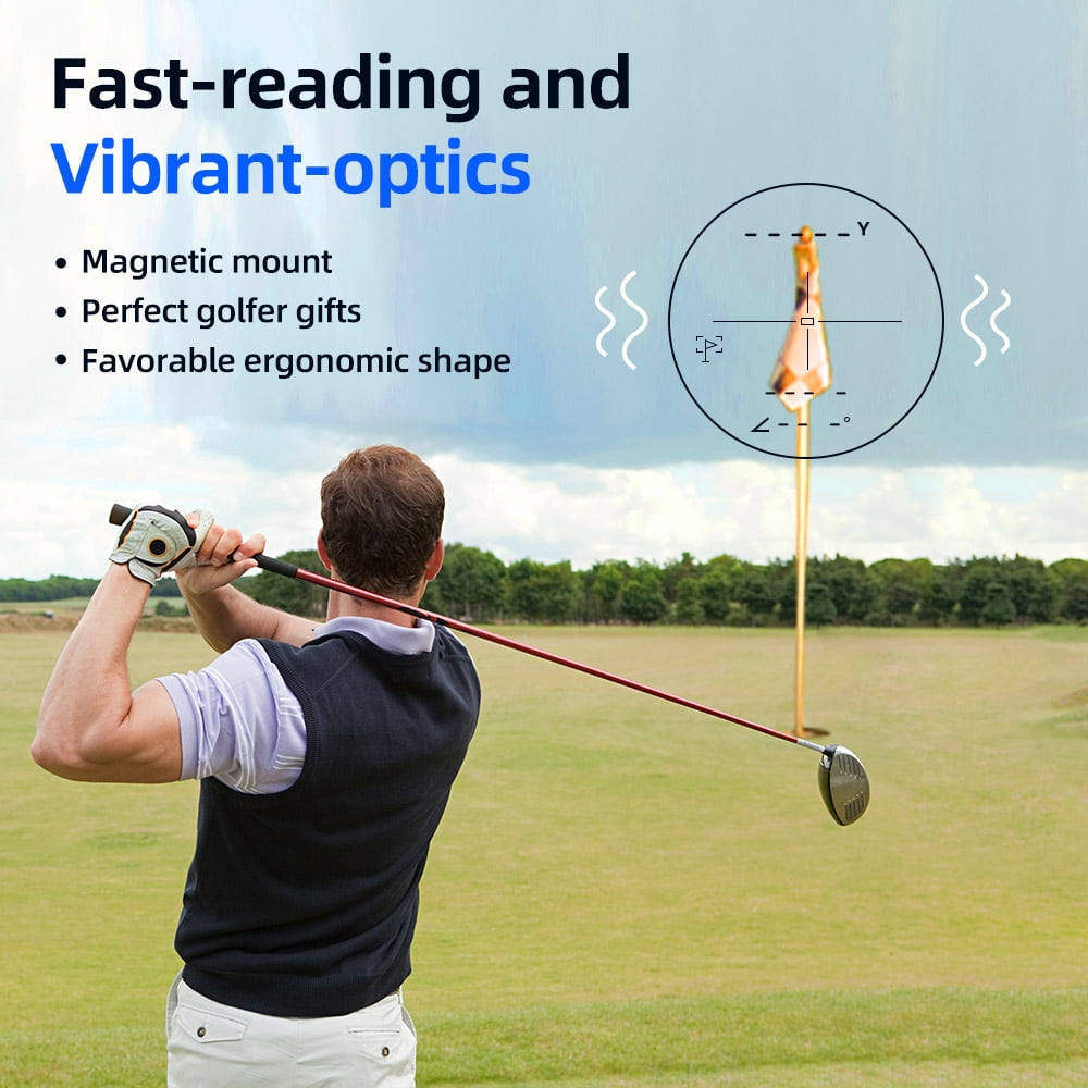 Laser Golf Rangefinder with Slope, Flag Lock Vibration, Rechargeable Range Finders with Magnet Stripe