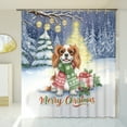 thumbnail image 3 of Merry Christmas Cavalier King Charles Spaniel Snowy Winter with Tree Decorations Shower Curtain Dog Lover Gifts Waterproof Bathroom Bathtub Curtain - 12020, 3 of 5