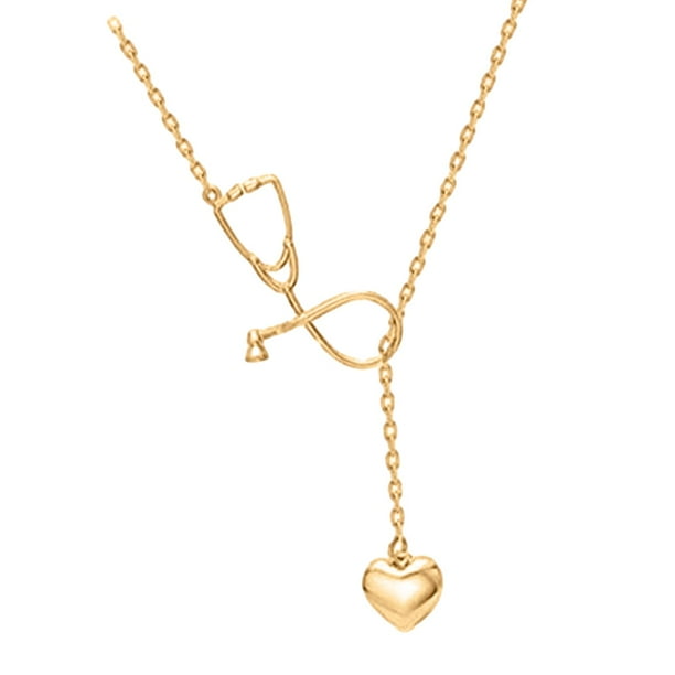 Collar de estetoscopio, colgante de estetoscopio médico, joyería de enfermería, cadena colgante de enfermera para celebraciones de aniversario, esposa Oro