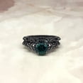 thumbnail image 4 of Women's Men's Simulated Emerald Wedding Trio Ring Set 14k Black Gold Plated Silver, 4 of 5