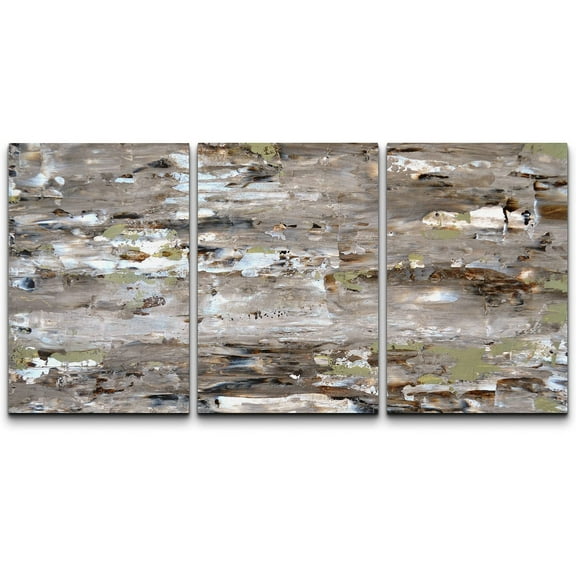 wall26 Canvas Print Wall Art Set Green, Gray & Brown Paint Smudge Display Abstract Shapes Illustrations Modern Art Bohemian Colorful Multicolor for Living Room, Bedroom, Office - 16"x24"