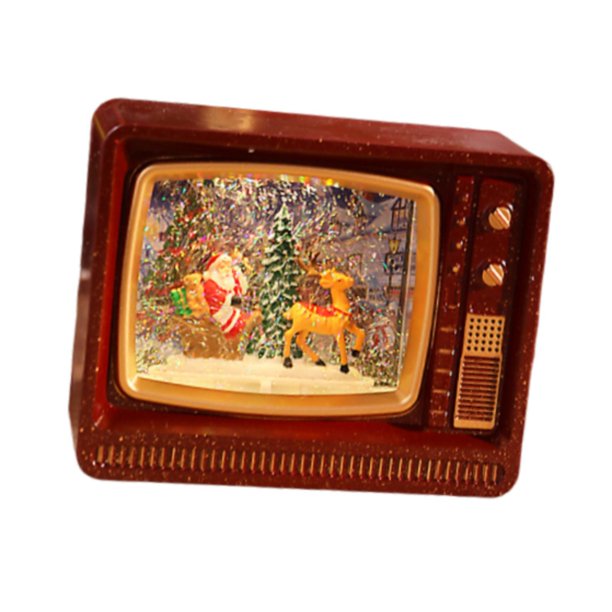 Bola de nieve musical iluminada con forma de televisor, decoración navideña. Carro tirado por ciervos Rojo