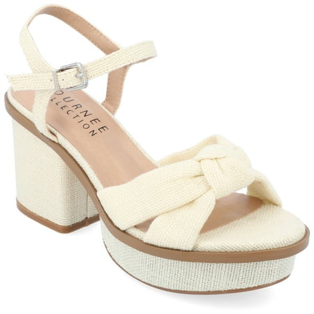 

Journee Collection Womens Garner Knit Inset Platform Block Heel Sandals
