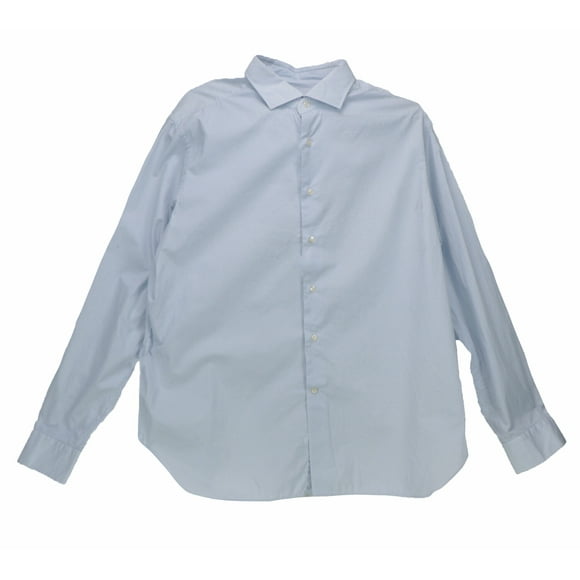 Grigio Hommes Blanc / Bleu Bouton de Coton à Manches Longues Chemise Casual Bouton - XXL