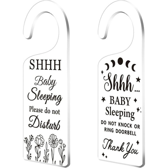 2Pack Baby Sleeping Door Hands Hanger Sign Acrylic Notice Door Hanger Cute Baby Room Sign Handle Decorations Sign for Home Living room Bedroom Kindergarten Gift for Parents 1 Set