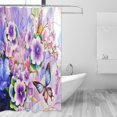 thumbnail image 2 of Flowers Butterfly Shower Curtain for Bathroom Modern Bathroom Decor Waterproof Washable Fabric Shower Curtains with 12 Hooks for Hotel Bathroom Bathtubs 60x72 Inch, 2 of 6