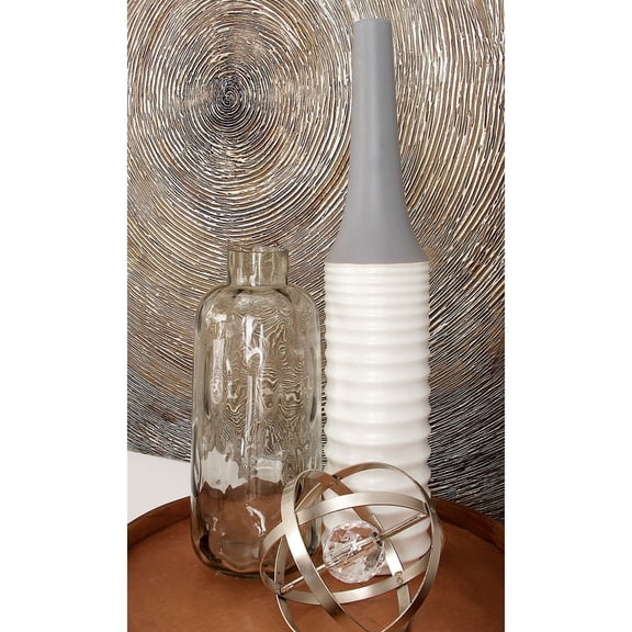 DecMode 15" Gray Glass Vase with Bubble Texture