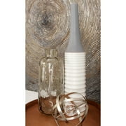 DecMode 15" Gray Glass Vase with Bubble Texture