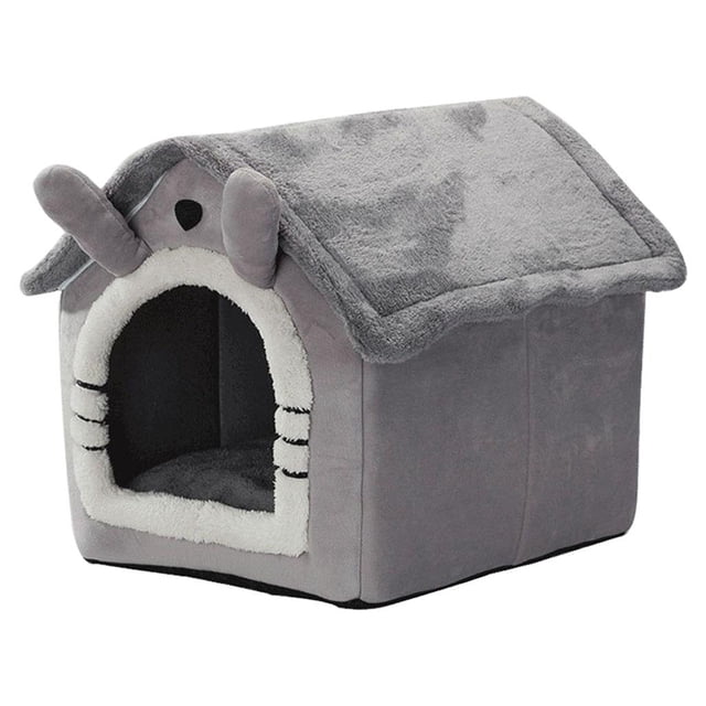 Cama para gatos para gatos de interior, cálidas casas de invierno para gatos, cama para perros pequeños, cama para gatos, cueva para gatos extraíble y - Gris de orejas Gris de orejas largas L Sunnimix Casa con cama nido