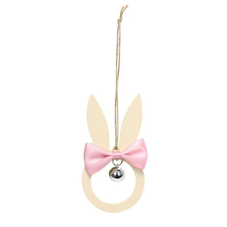 

Veki Bunny Ornaments Decorations Bells Easter Ornaments Pendants Wooden Bows Bunny Decoration Hangs Bead Garland Led Lights