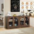 thumbnail image 7 of Wirrytor Farmhouse Storage Cabinet, Wood Sideboard Buffet Cabinet with Display Arched Acrylic Door & 3-Level Adjustable Shelve for Bathroom, Living Room, Kitchen (Walnut), 7 of 7