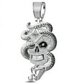 thumbnail image 2 of Real Genuine Diamond 0.61 Cwt. 28+ Grams Skull Head Snake Masonic All-Seeing Eye Of Providence Freemasonry Pendant 10K White Gold On Charm + Chain, 2 of 5