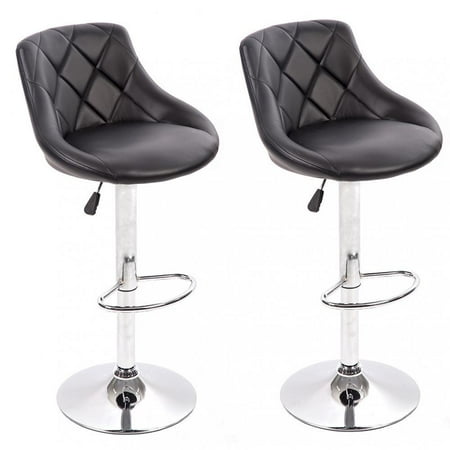 PU Leather Bar Stools Modern Swivel Dinning Kitchen Chair, Set Of 2