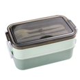 thumbnail image 1 of 2 Layer Lunch Box Microwavable Lunch Box Food Storage Box Bento Box for Students Kids Office Workers Green, 1 of 6