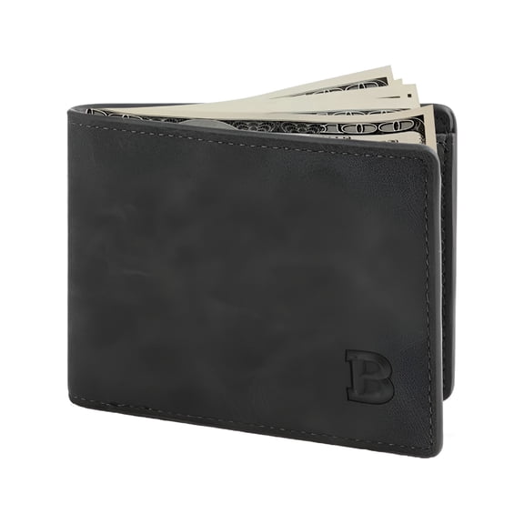 GASTROPOD Pu Leather Wallet for Men Bifold Wallet Slim Minimalist Front Pocket Wallet Id Window Card Case Rfid Blocking Wallet with 6 Slots (Black)