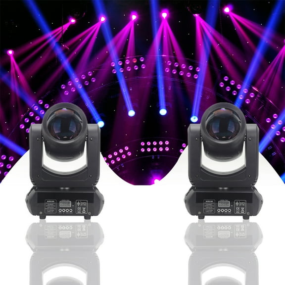 2Pcs Mini 150W LED Moving Head Light with 18 Rotating Prisms, Dj Dmx Stage Light Effect Disco Bar Wedding Club