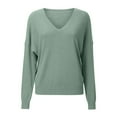 thumbnail image 6 of Women's Garter Stitch Sweaters V-neck Lightweight Long Sleeve Pullover Sweater, 6 of 6