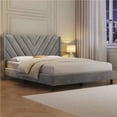 thumbnail image 3 of Twin/Full/Queen Upholstered Bed Frame with Wooden Slat Support and Wing Side, Metal Platform w/Upholstered Headboard Footboard My Lux Decor Round, 3 of 7
