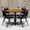 Natural Top/Black Vinyl Seat, variant on Emma + Oliver 36"RD Mahogany Laminate Table Set-X-Base & 4 Black Banquet Chairs