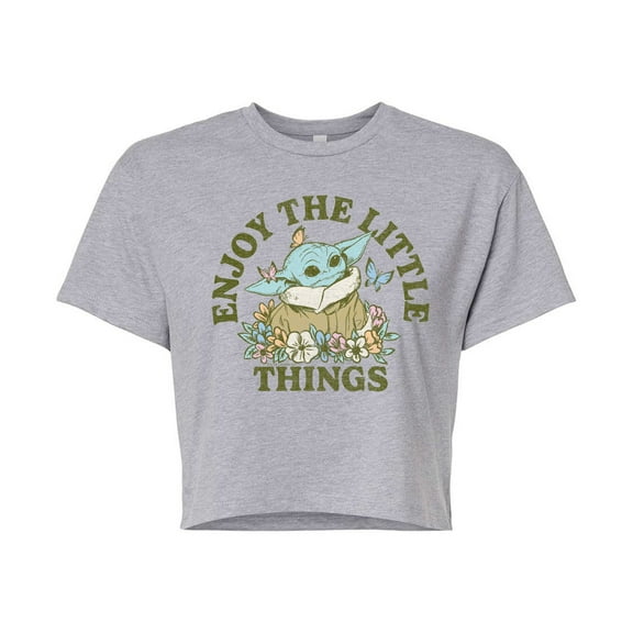 Star Wars - The Mandalorian Enjoy The Little Things  - Juniors Cropped Short Sleeve Graphic T-Shirt