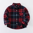 thumbnail image 2 of BFHHYA Toddler Plaid Button-Down Shirt Girls Boys Classic Long-Sleeve Collared Casual Top with Pockets, for Spring Daily Wear (2-13Y), 2 of 3