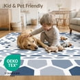 thumbnail image 4 of ODIKA 4'x6' Blue Geometric Medallion Trellis Washable Area Rug Traditional Ornate Lattice Design With Intricate for Home Office, Under Desk, Non-Slip Chair-Friendly, Flatwoven, 4 of 7