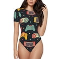 thumbnail image 2 of Fotbe Retro Video Game Women's Crew Neck Short Sleeves Bodysuit Tops Round Neck Slim Sleeveless Soft Comfortable Basic-XX-Large, 2 of 7